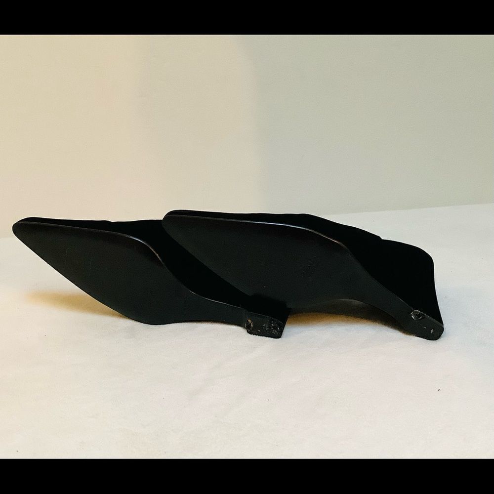 PRADA HIGH HEELS VELVET WEDGE BLACK SIZE 8 VINTAGE RARE - Picture 5 of 7
